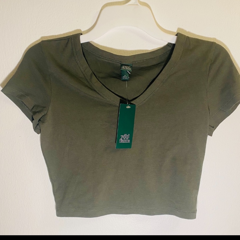 Wild Fable Green Fitted Crop Top